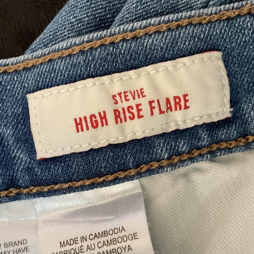 Lucky Brand Stevie High Rise Flare Jeans Womens 6/28 R Blue Distressed Raw Hem - Picture 6 of 13